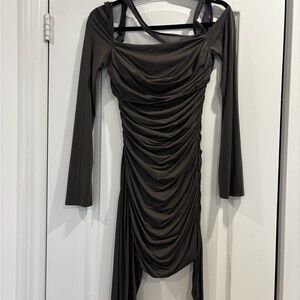 White Fox Boutique Grey Long Sleeve Mini Dress